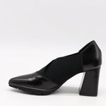 ESCARPINS À TALONS EN CUIR ET ÉLASTIQUE