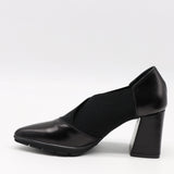ESCARPINS À TALONS EN CUIR ET ÉLASTIQUE