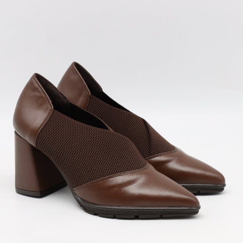 ESCARPINS À TALONS EN CUIR ET ÉLASTIQUE