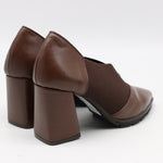 ESCARPINS À TALONS EN CUIR ET ÉLASTIQUE