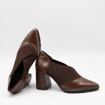 ESCARPINS À TALONS EN CUIR ET ÉLASTIQUE