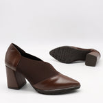 ESCARPINS À TALONS EN CUIR ET ÉLASTIQUE