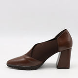 ESCARPINS À TALONS EN CUIR ET ÉLASTIQUE
