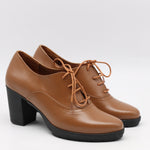 DERBIES À TALONS EN CUIR