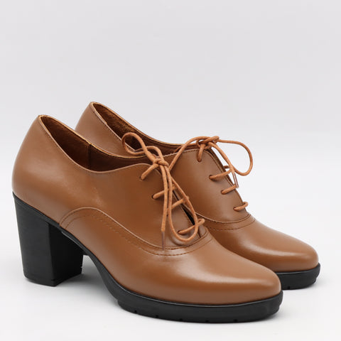 DERBIES À TALONS EN CUIR