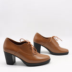 DERBIES À TALONS EN CUIR