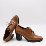 DERBIES À TALONS EN CUIR