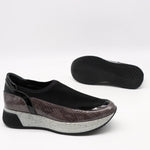 BASKETS STRETCH ET CUIR EFFET SERP