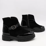 BOTTINES BI-MATIÈRE À SEMELLE CRANTÉE