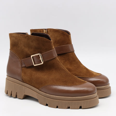 BOTTINES BI-MATIÈRE À SEMELLE CRANTÉE