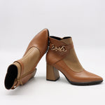 BOTTINES À TALONS ET BOUT POINTU EN CUIR