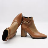 BOTTINES À TALONS ET BOUT POINTU EN CUIR