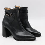 BOTTINES À TALONS ET BOUT POINTU EN CUIR