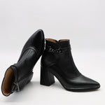 BOTTINES À TALONS ET BOUT POINTU EN CUIR