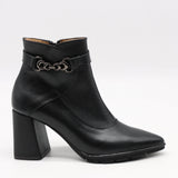 BOTTINES À TALONS ET BOUT POINTU EN CUIR