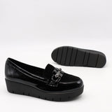 CHAUSSURES COMPENSÉES EN CUIR VERNIS