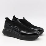 BASKETS EN STRETCH ET CUIR VERNIS