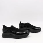 BASKETS EN STRETCH ET CUIR VERNIS