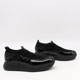 BASKETS EN STRETCH ET CUIR VERNIS