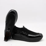 BASKETS EN STRETCH ET CUIR VERNIS