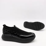 BASKETS EN STRETCH ET CUIR VERNIS