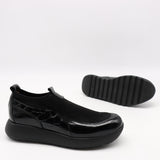 BASKETS EN STRETCH ET CUIR VERNIS