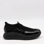 BASKETS EN STRETCH ET CUIR VERNIS