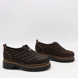 CHAUSSURES MATELASSÉE EN CUIR ET FERMETURE DEVANT