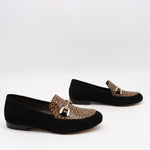 CHAUSSURES PLATES BI-MATIÈRE EN DAIM CUIR