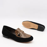 CHAUSSURES PLATES BI-MATIÈRE EN DAIM CUIR