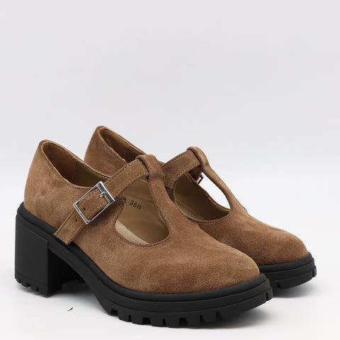 BABIES EN CUIR À TALONS ET SEMELLE CRANTÉE