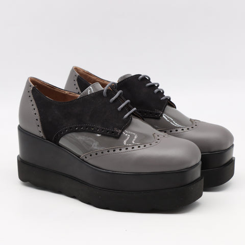 DERBIES COMPENSÉES EN CUIR VERNIS