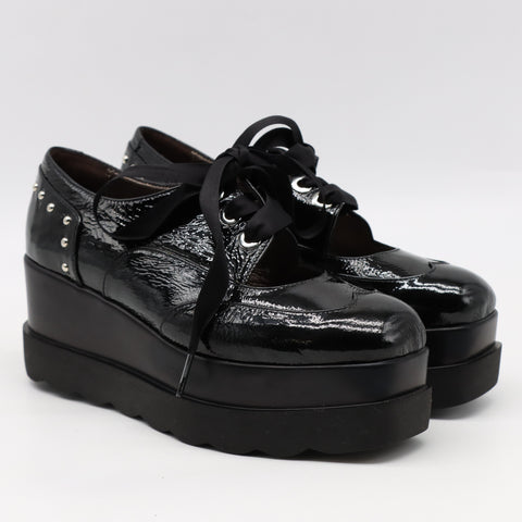DERBIES COMPENSÉES EN CUIR VERNIS