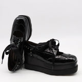 DERBIES COMPENSÉES EN CUIR VERNIS