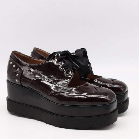 DERBIES COMPENSÉES EN CUIR VERNIS