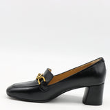 ESCARPINS EN CUIR À BOUT CARRÉ ET MORS DORÉ