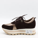 BASKETS À LACETS EN DAIM CUIR ET SEMELLE COMPENSÉE CRANTÉE