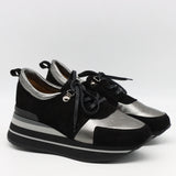 BASKETS À LACETS EN DAIM CUIR ET SEMELLE COMPENSÉE CRANTÉE