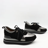 BASKETS À LACETS EN DAIM CUIR ET SEMELLE COMPENSÉE CRANTÉE