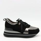 BASKETS À LACETS EN DAIM CUIR ET SEMELLE COMPENSÉE CRANTÉE