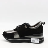 BASKETS À LACETS EN DAIM CUIR ET SEMELLE COMPENSÉE CRANTÉE