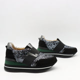 BASKETS COMPENSÉES EN CUIR À PAILLETES