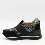 BASKETS COMPENSÉES EN CUIR À PAILLETES