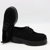 DERBIES À PLATEFORMES EN DAIM CUIR