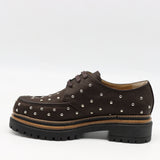 CHAUSSURES EN CUIR À STRASS CLOUS ET SEMELLE CRANTÉE