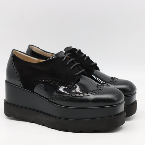 DERBIES COMPENSÉES EN CUIR VERNIS