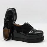 DERBIES COMPENSÉES EN CUIR VERNIS