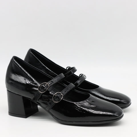 ESCARPINS À DOUBLES BRIDES EN CUIR VERNIS