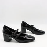 ESCARPINS À DOUBLES BRIDES EN CUIR VERNIS