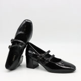 ESCARPINS À DOUBLES BRIDES EN CUIR VERNIS